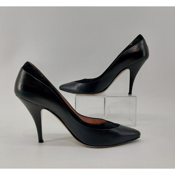 Salvatore Ferragamo Black Pumps Suede Trimmed Leather 8 B - Picture 8 of 12